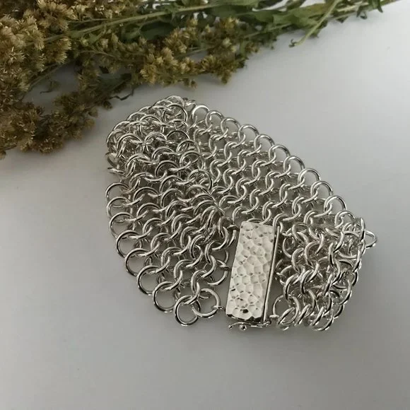 Sterling Silver Chainmail Bracelet (European 4-in-1 Weave) B011